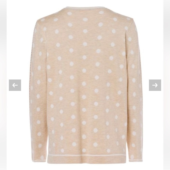 NWT Olsen Germany cotton blend V-neck relax fit womens in cream white polkadot - Picture 2 of 10